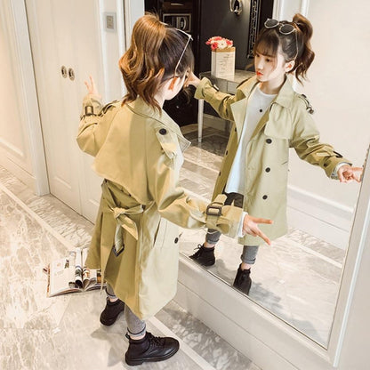 Trench classique marron à manches longues pour enfants