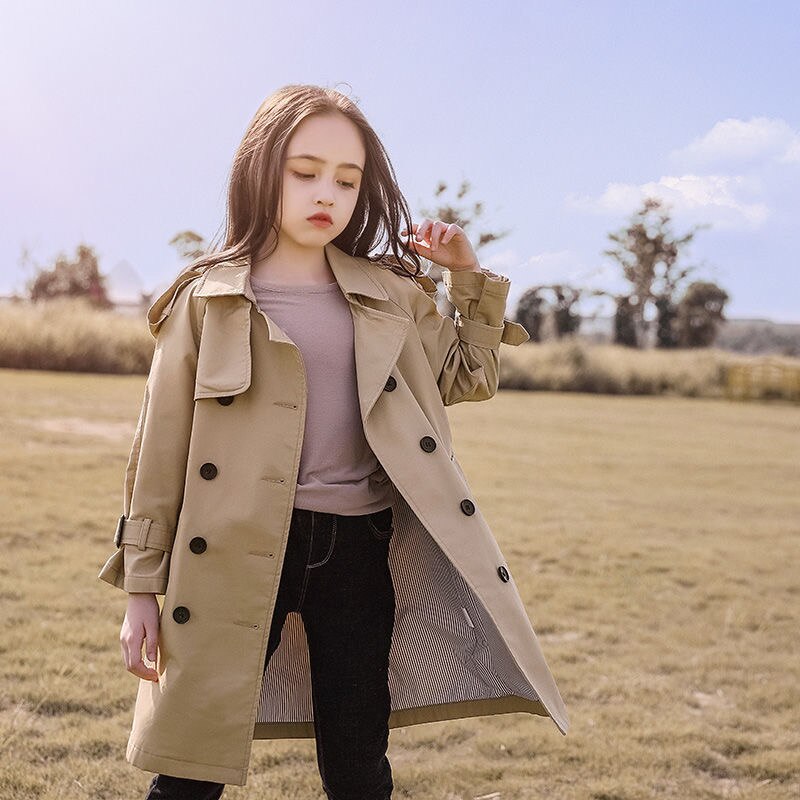Trench classique marron à manches longues pour enfants