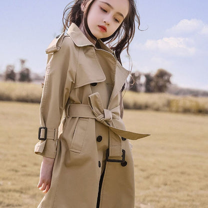 Trench classique marron à manches longues pour enfants