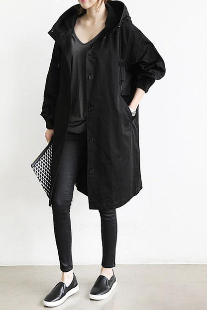 Trench imperméable à capuche, élégant et chaud