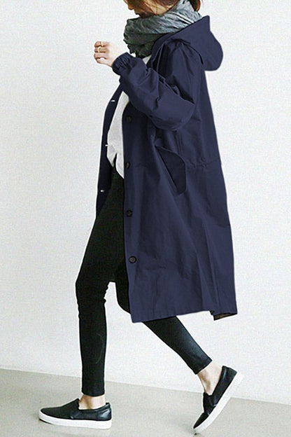 Trench imperméable à capuche, élégant et chaud