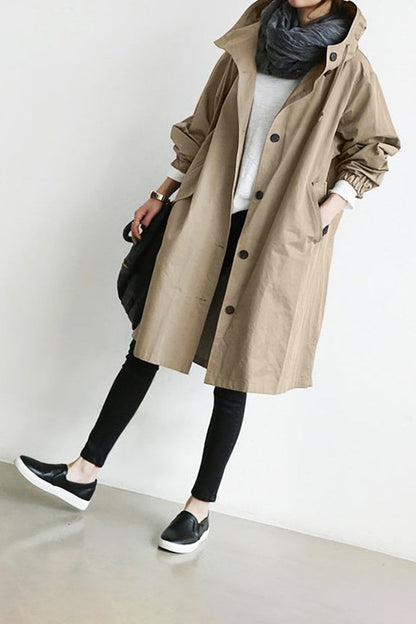 Trench imperméable à capuche, élégant et chaud