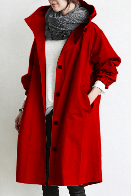 Trench imperméable à capuche, élégant et chaud