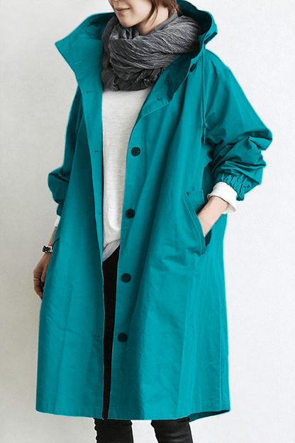 Trench imperméable à capuche, élégant et chaud