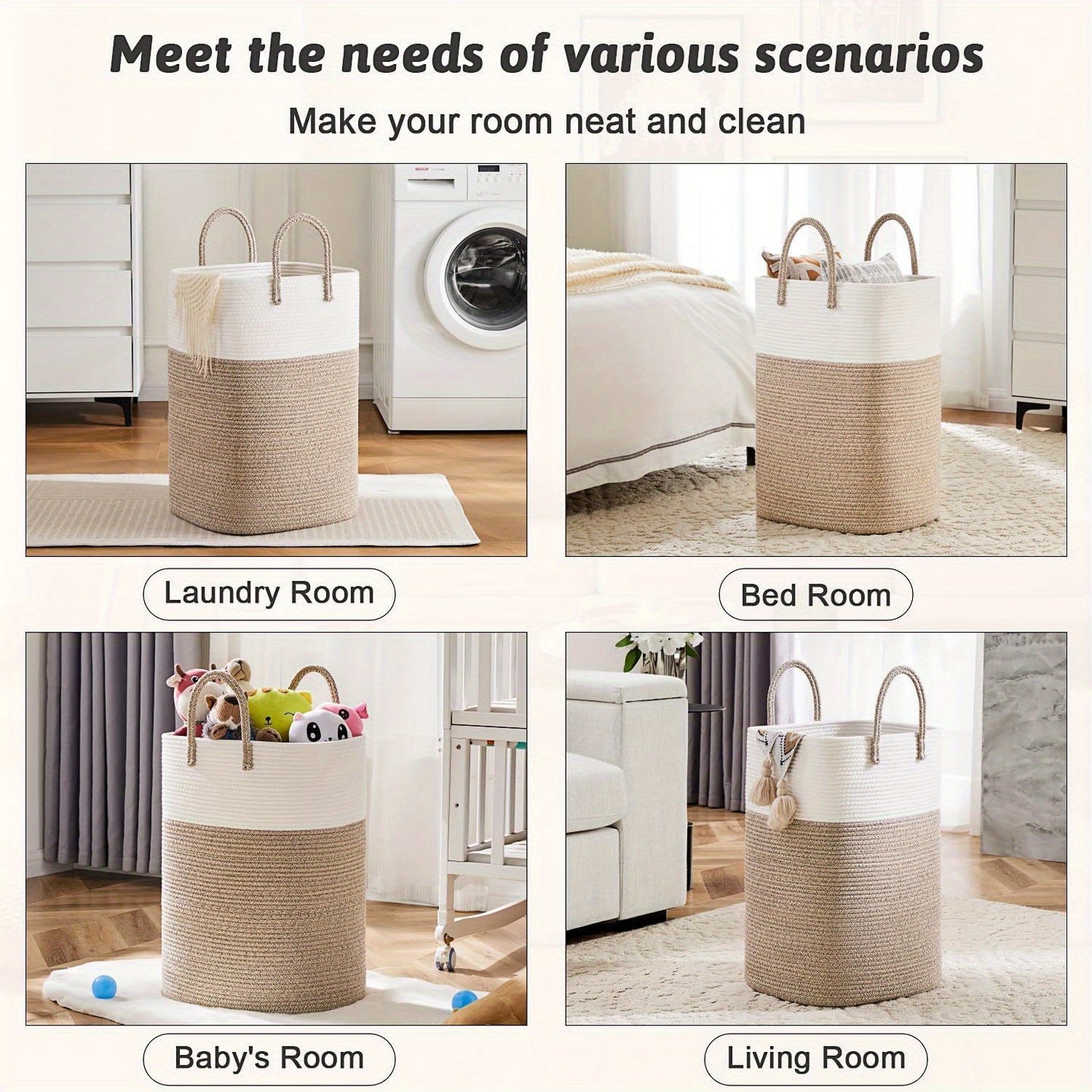 Très grand panier à linge tressé - de la place pour toutes vos affaires, durable et pratique
