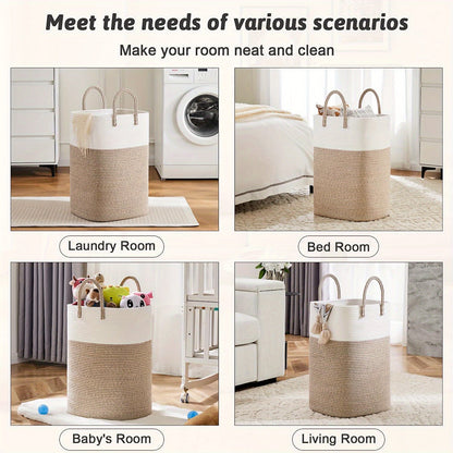 Très grand panier à linge tressé - de la place pour toutes vos affaires, durable et pratique