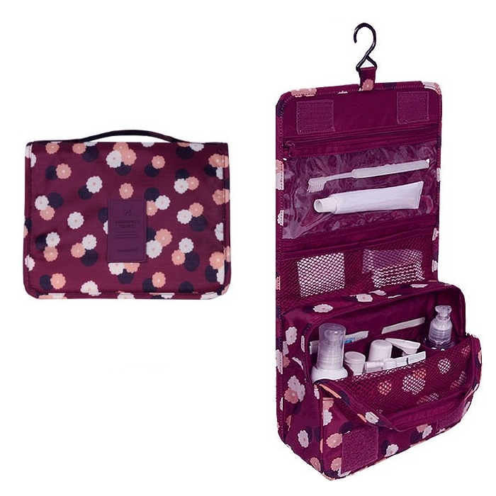 Trousse de toilette à suspendre: pliable, matelassée et imperméable