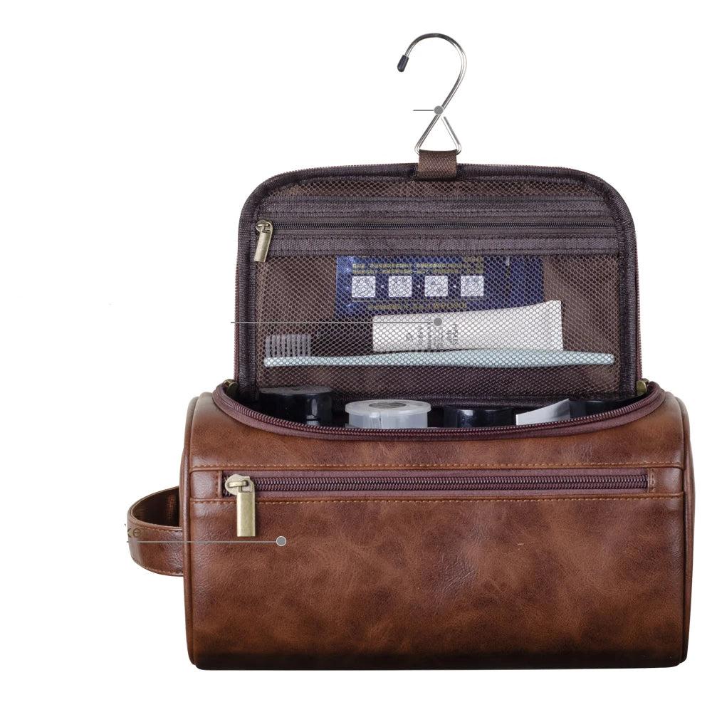 Trousse de toilette en cuir haut de gamme pour les voyageurs