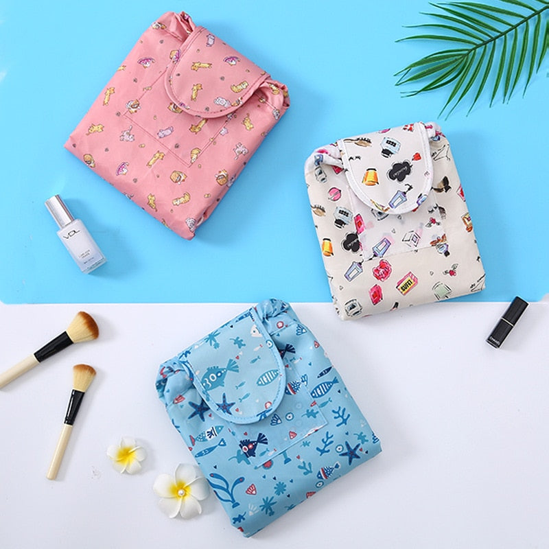 Trousse de toilette et maquillage unisexe à cordon de serrage transportable