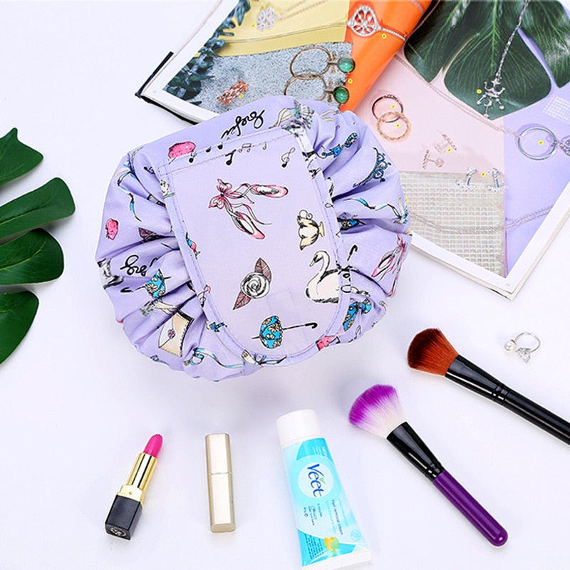 Trousse de toilette et maquillage unisexe à cordon de serrage transportable