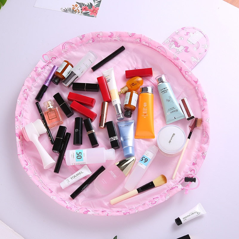 Trousse de toilette et maquillage unisexe à cordon de serrage transportable