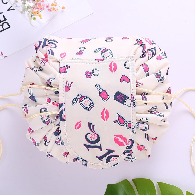 Trousse de toilette et maquillage unisexe à cordon de serrage transportable