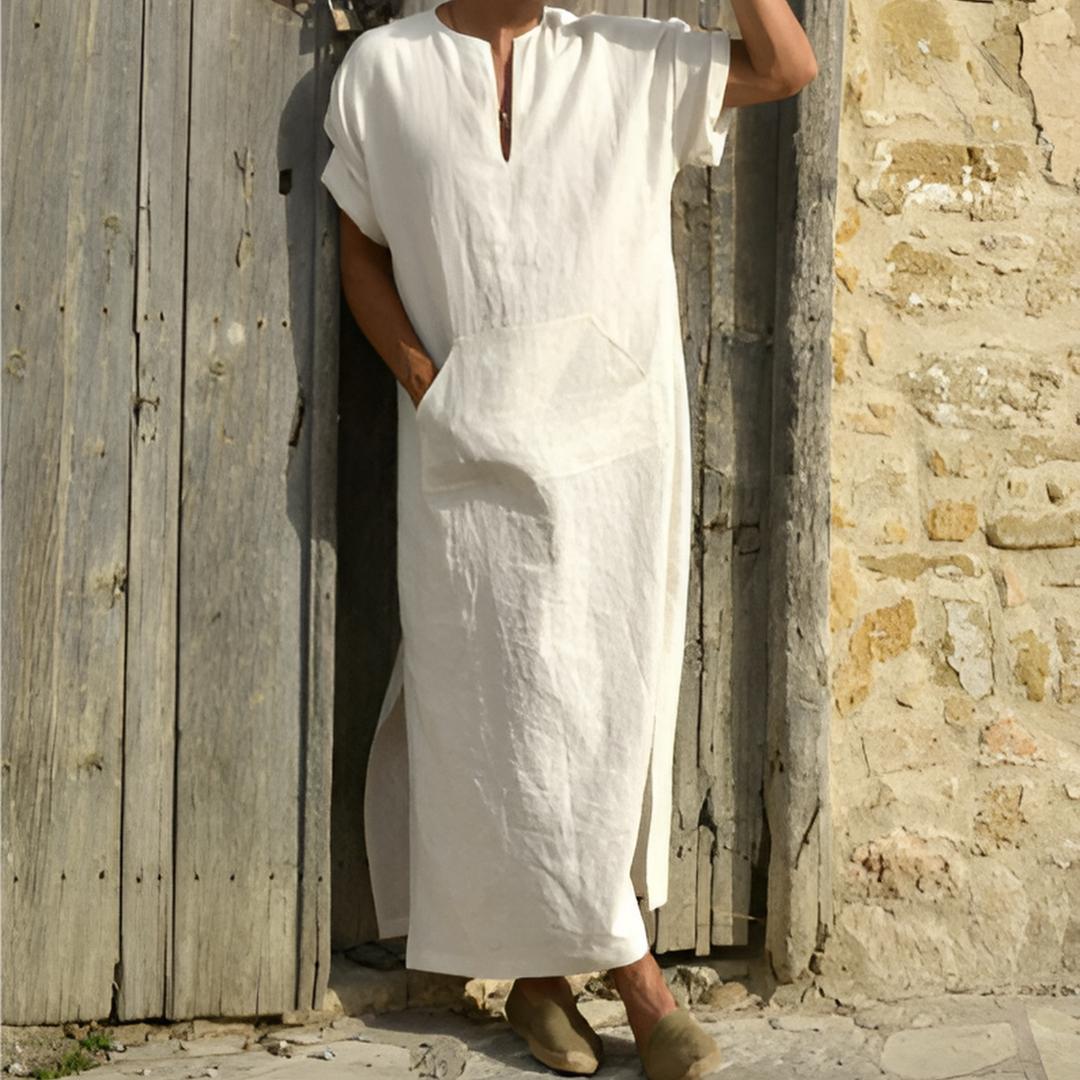 Tunique longue à col en V pour homme
