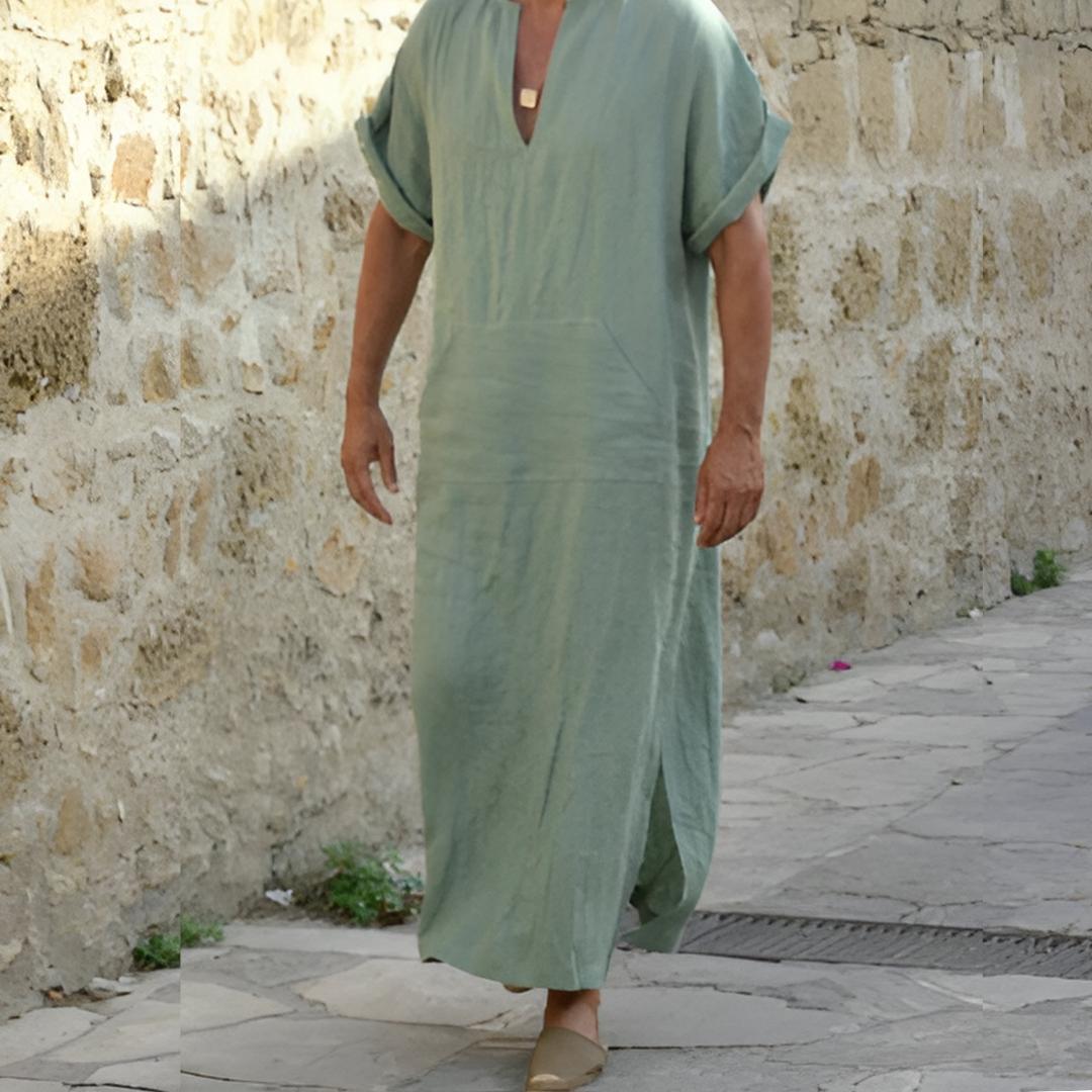 Tunique longue à col en V pour homme