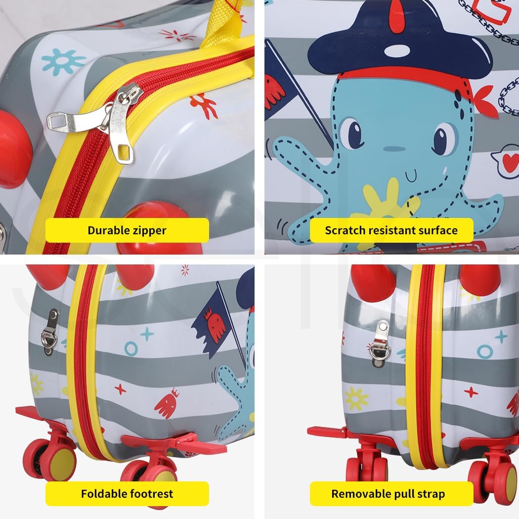 Valise porteur 2-en-1 pour enfants avec roues pivotantes à 360°