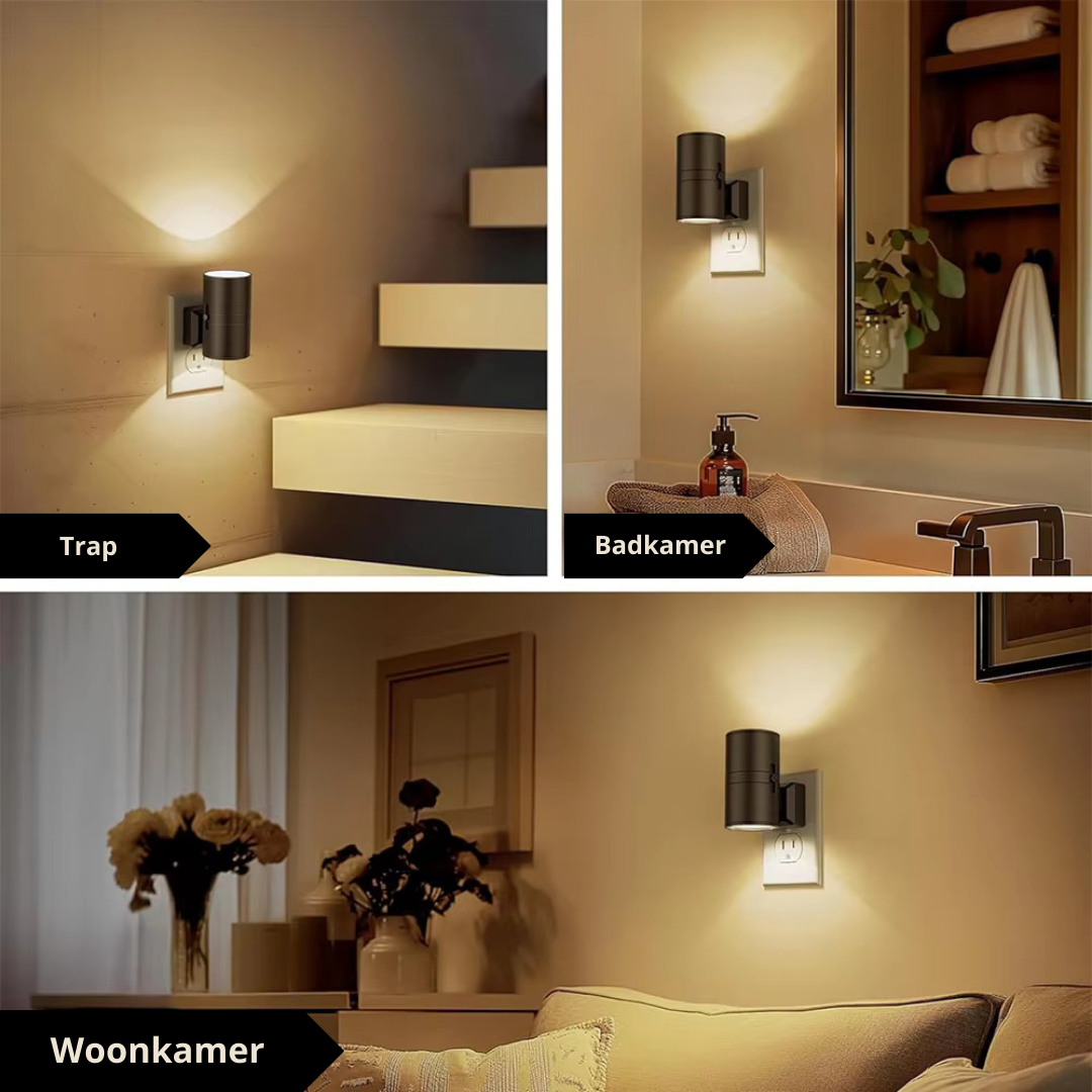 Veilleuse d’ambiance haut de gamme à brancher – applique murale LED à intensité réglable avec capteur (3000 K, lumière chaude)