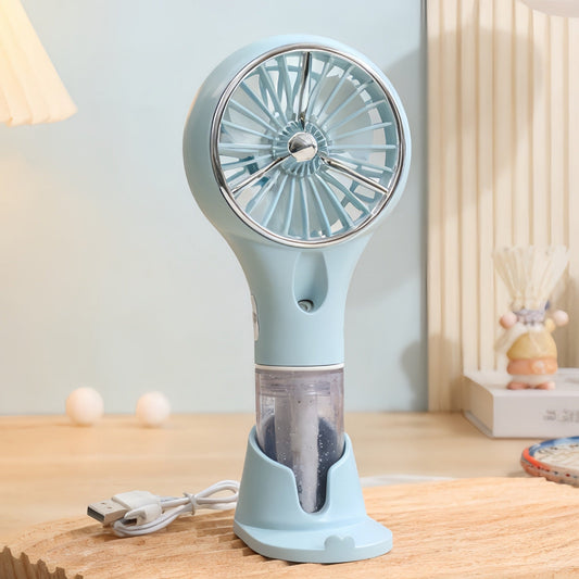 Ventilateur à main brumisateur portable unisexe avec fonction de charge USB et design ergonomique