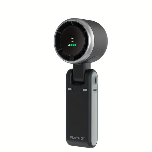 Ventilateur à main turbo 12 heures avec éclairage LED – ventilateur rafraîchissant à 5 vitesses alimenté par batterie, technologie turbo d’air 3‑en‑1 – design compact pour l’extérieur, les voyages et l’usage quotidien