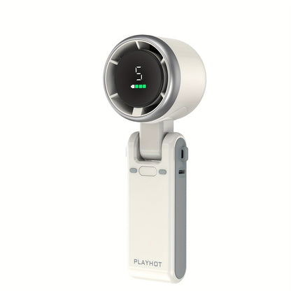 Ventilateur à main turbo 12 heures avec éclairage LED – ventilateur rafraîchissant à 5 vitesses alimenté par batterie, technologie turbo d’air 3‑en‑1 – design compact pour l’extérieur, les voyages et l’usage quotidien