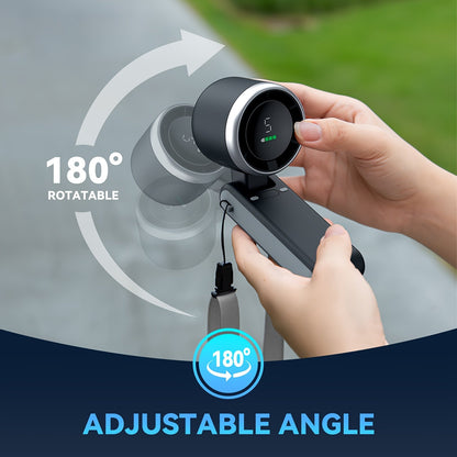 Ventilateur à main turbo 12 heures avec éclairage LED – ventilateur rafraîchissant à 5 vitesses alimenté par batterie, technologie turbo d’air 3‑en‑1 – design compact pour l’extérieur, les voyages et l’usage quotidien