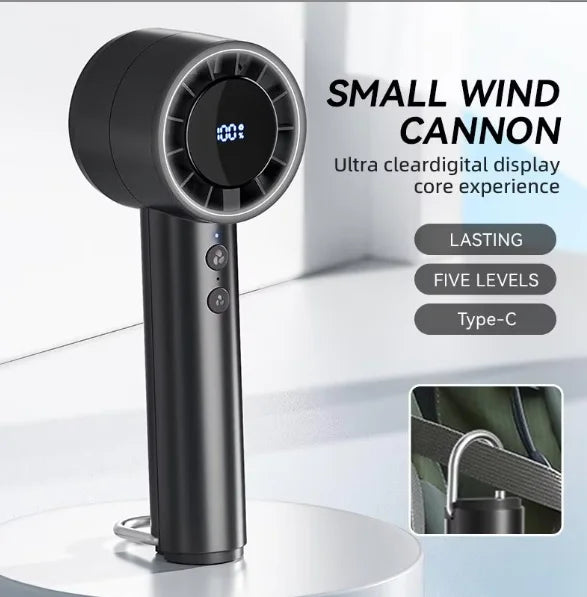 Ventilateur à main USB haute vitesse, silencieux – petit ventilateur portable avec écran LED, souffle puissant et fonction réfrigérante