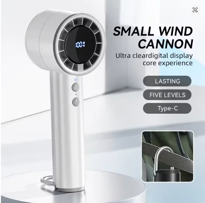 Ventilateur à main USB haute vitesse, silencieux – petit ventilateur portable avec écran LED, souffle puissant et fonction réfrigérante