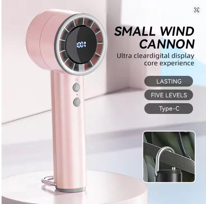 Ventilateur à main USB haute vitesse, silencieux – petit ventilateur portable avec écran LED, souffle puissant et fonction réfrigérante