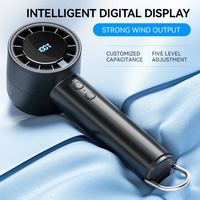 Ventilateur à main USB haute vitesse, silencieux – petit ventilateur portable avec écran LED, souffle puissant et fonction réfrigérante