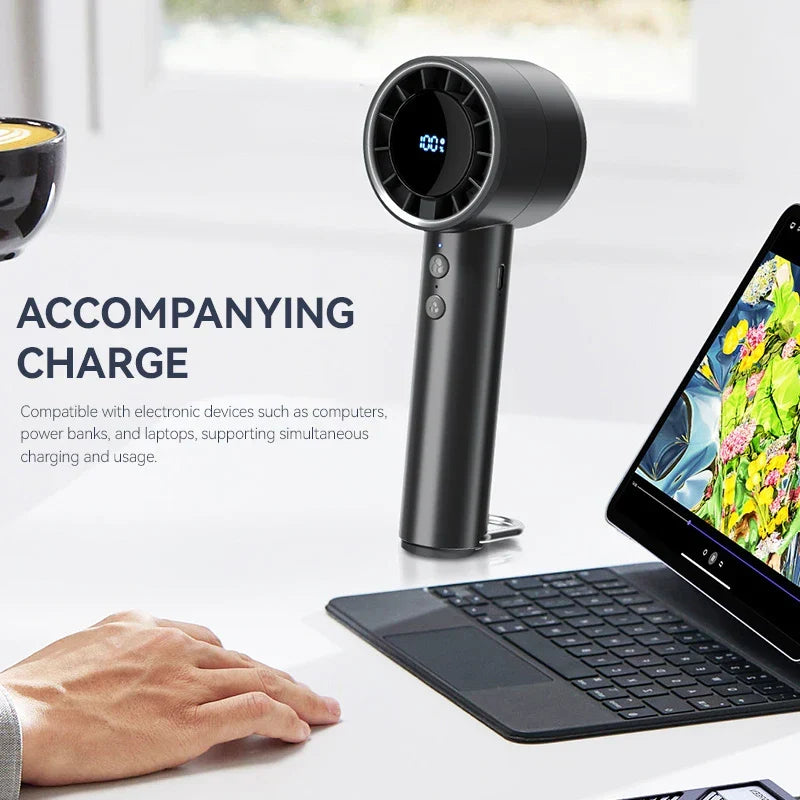 Ventilateur à main USB haute vitesse, silencieux – petit ventilateur portable avec écran LED, souffle puissant et fonction réfrigérante