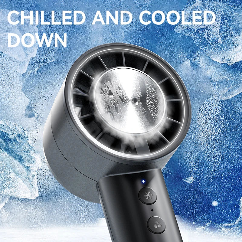 Ventilateur à main USB haute vitesse, silencieux – petit ventilateur portable avec écran LED, souffle puissant et fonction réfrigérante