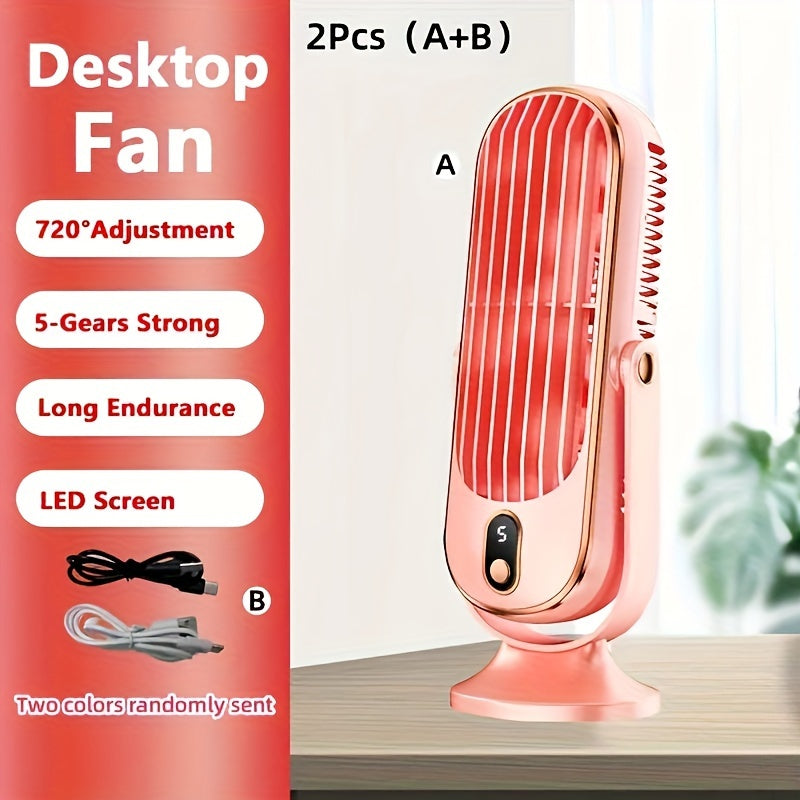 Ventilateur climatiseur portable – batterie de grande capacité, double moteur, rafraîchisseur d’air à 5 vitesses avec soufflerie à 720° – idéal pour le bureau, le camping, l’extérieur, le camping-car, ventilateur USB