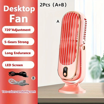 Ventilateur climatiseur portable – batterie de grande capacité, double moteur, rafraîchisseur d’air à 5 vitesses avec soufflerie à 720° – idéal pour le bureau, le camping, l’extérieur, le camping-car, ventilateur USB