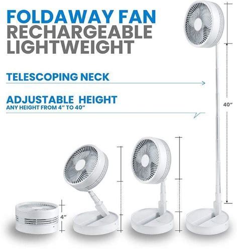 Ventilateur de bureau portable, rechargeable et pliable