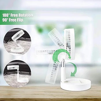 Ventilateur de bureau portable, rechargeable et pliable