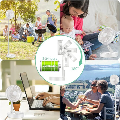 Ventilateur de bureau portable, rechargeable et pliable