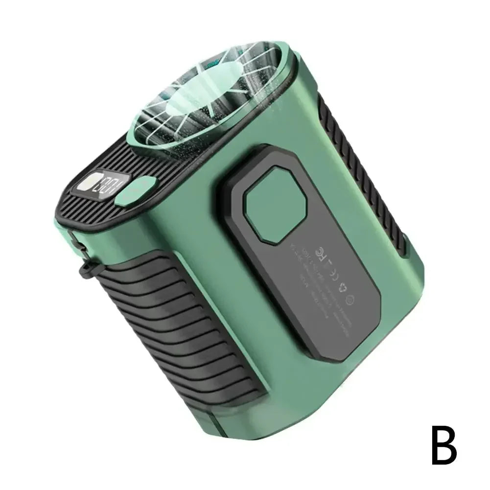 Ventilateur de ceinture portable 3600 mAh – ventilateur à suspendre au cou puissant avec fonction batterie externe et éclairage LED pour le sport et le travail en extérieur