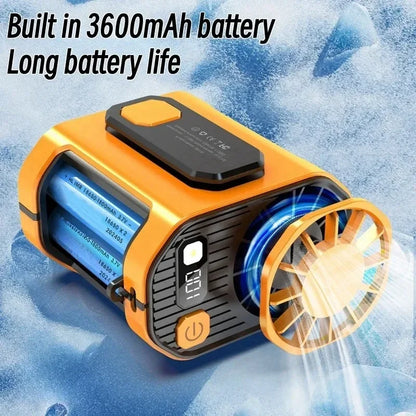 Ventilateur de ceinture portable 3600 mAh – ventilateur à suspendre au cou puissant avec fonction batterie externe et éclairage LED pour le sport et le travail en extérieur
