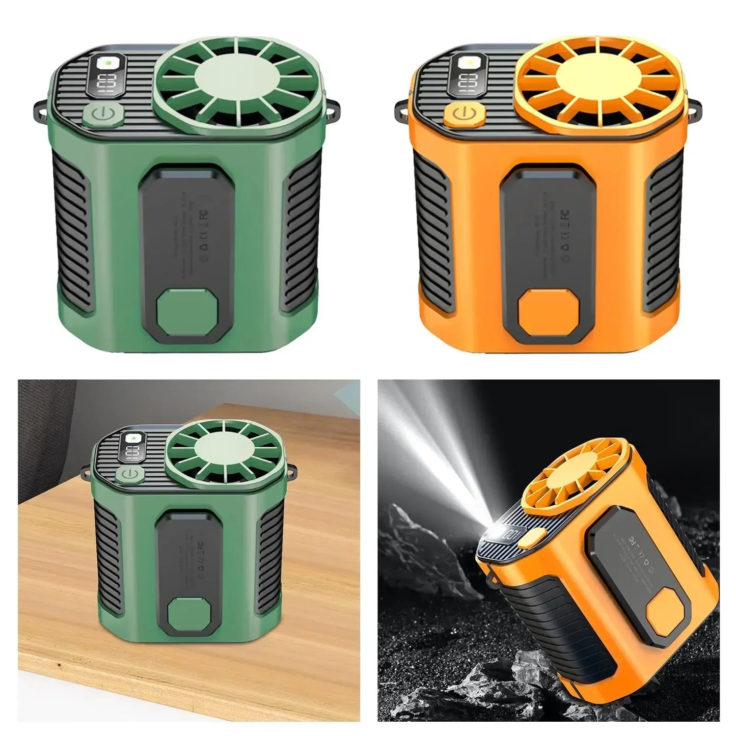 Ventilateur de ceinture portable 3600 mAh – ventilateur à suspendre au cou puissant avec fonction batterie externe et éclairage LED pour le sport et le travail en extérieur