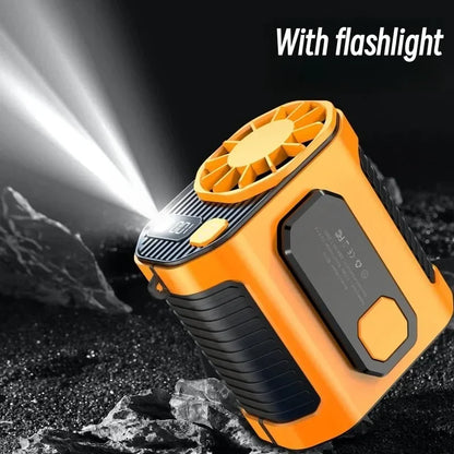 Ventilateur de ceinture portable 3600 mAh – ventilateur à suspendre au cou puissant avec fonction batterie externe et éclairage LED pour le sport et le travail en extérieur