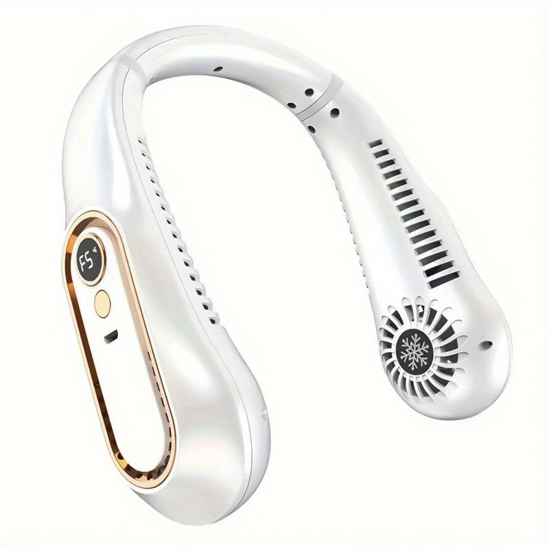 Ventilateur de cou sans pales rechargeable par USB, 5 vitesses, avec affichage numérique