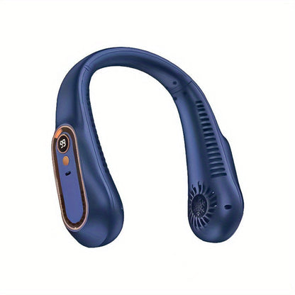 Ventilateur de cou sans pales rechargeable par USB, 5 vitesses, avec affichage numérique
