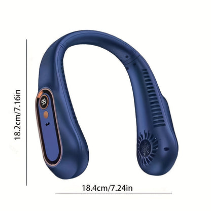 Ventilateur de cou sans pales rechargeable par USB, 5 vitesses, avec affichage numérique