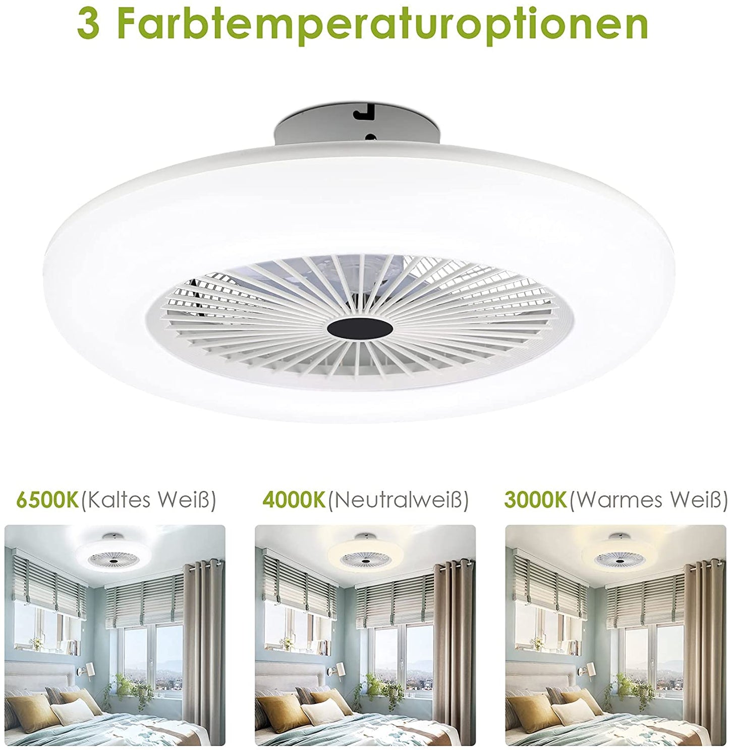 Ventilateur de plafond 80 W avec éclairage et télécommande