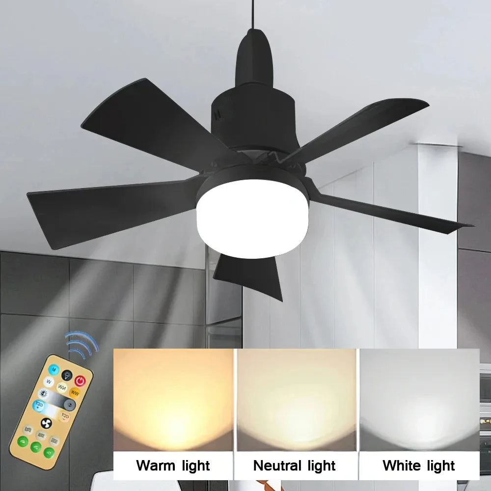 Ventilateur de plafond avec éclairage 30 W E27 avec télécommande, fonction de variation LED, intelligent et silencieux pour chambre et salon