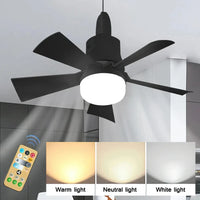 Ventilateur de plafond avec éclairage 30 W E27 avec télécommande, fonction de variation LED, intelligent et silencieux pour chambre et salon
