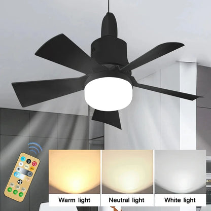 Ventilateur de plafond avec éclairage 30 W E27 avec télécommande, fonction de variation LED, intelligent et silencieux pour chambre et salon