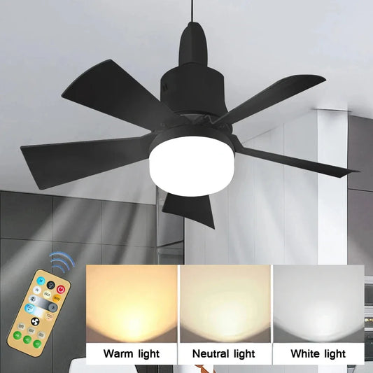 Ventilateur de plafond avec éclairage 30 W E27 avec télécommande, fonction de variation LED, intelligent et silencieux pour chambre et salon