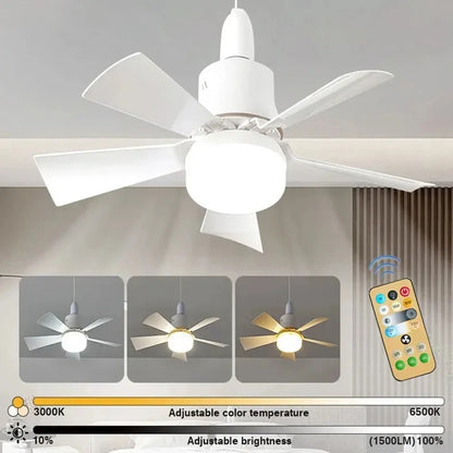Ventilateur de plafond avec éclairage 30 W E27 avec télécommande, fonction de variation LED, intelligent et silencieux pour chambre et salon