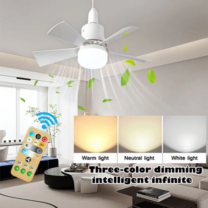 Ventilateur de plafond avec éclairage 30 W E27 avec télécommande, fonction de variation LED, intelligent et silencieux pour chambre et salon