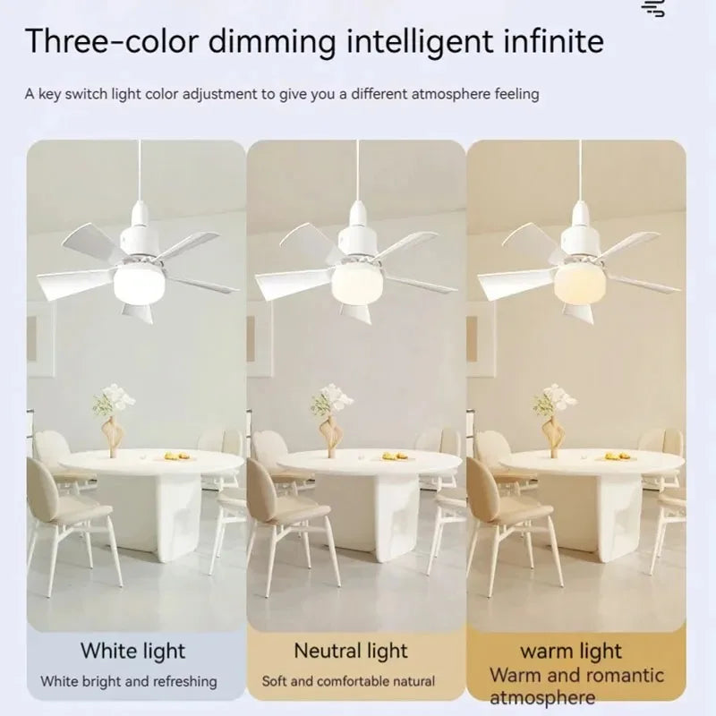 Ventilateur de plafond avec éclairage 30 W E27 avec télécommande, fonction de variation LED, intelligent et silencieux pour chambre et salon